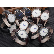 Yxl-565 Relojes de acero inoxidable de cuarzo Correa de cuero para hombres Reloj de pulsera de lujo para hombre